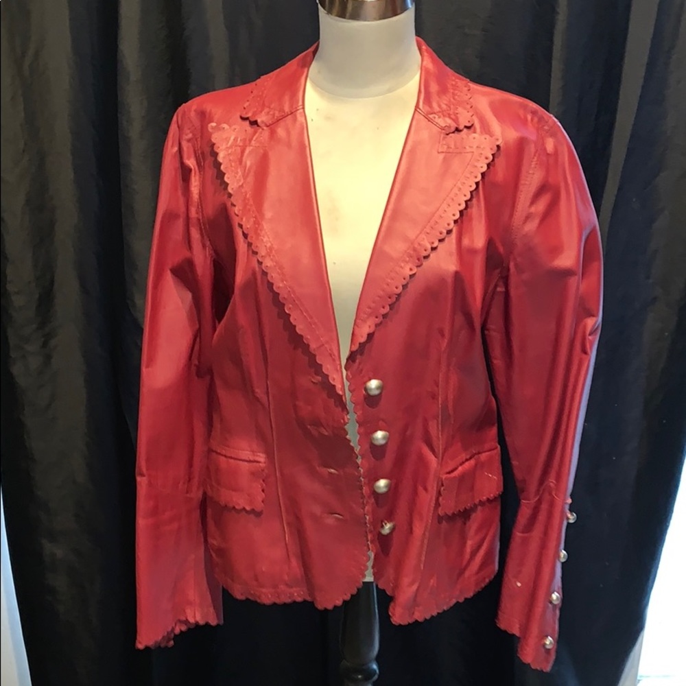 Clear Out • VINTAGE • Red Leather Jacket